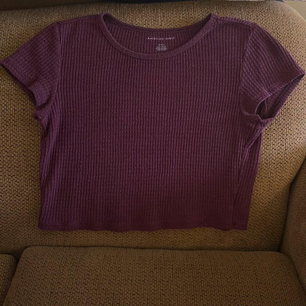 American Eagle Ribbed- Knit Tee (Slightly cropped) (M)